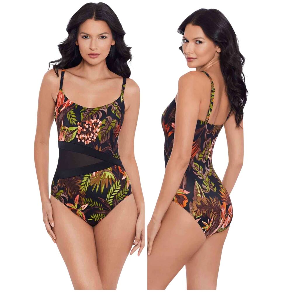 Miraclesuit NWT Lyra One Piece Swimsuit in Botanico Size 8 Underwire Mesh Panel